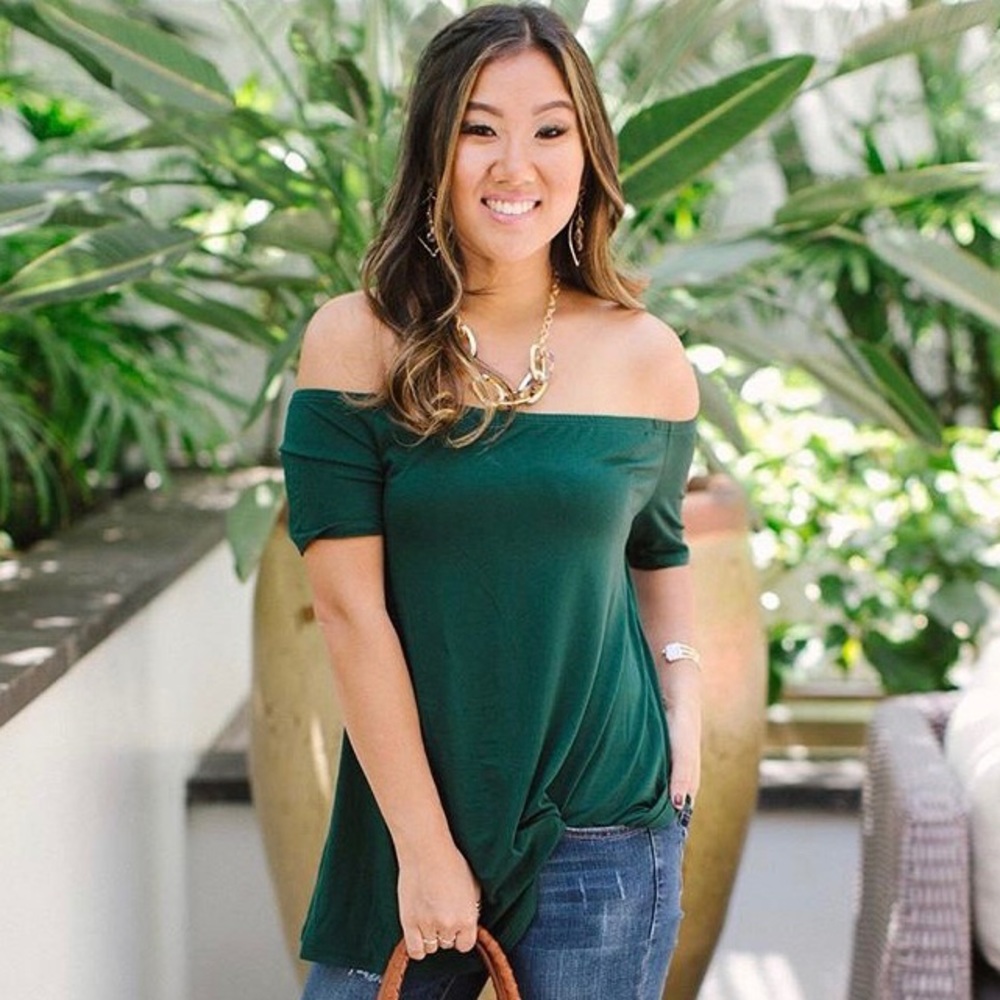 Green off shoulder Top